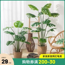 Turtle leaf simulation monstera simulation green plant potted indoor bionic fake green plant living room flower Nordic floor decoration