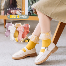 Girls socks cotton socks spring and autumn lace princess socks Korean cute baby girl children lace socks
