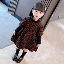 Girl dress spring and autumn 2021 new female baby Korean child Net red air autumn princess skirt