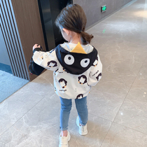 Girls hooded coat spring and autumn 2021 new baby girl baby Net red autumn foreign style childrens clothing fashionable autumn clothing