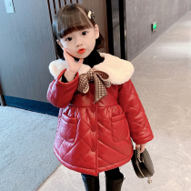 Girl coat winter 2021 new female baby Foreign style fashionable children warm thick children Winter leather clothing