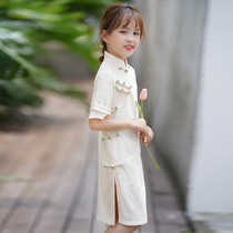 Girls qipao Summer improvement in Chinese style Childrens Chinese style gown dress with dress girl Guzheng Out of suit