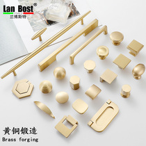 Pure copper gold light luxury brass cabinet door handle modern simple wardrobe cabinet drawer Nordic single hole cabinet handle
