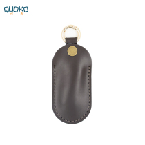Genuine leather U disc protective sleeve Mini portable small mesh silver U shield containing small set of bag anti-lose personality key buckle leather cover