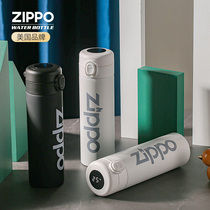 American Zippo smart temperature display bomb cover stainless steel portable temperature measuring thermos cup mens water Cup Cup Female