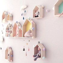 ins Nordic childrens room wall decoration small house decoration rack wall decoration wall hanging storage frame wall decoration