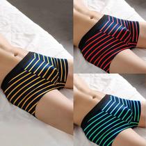 3-piece cotton mens underwear Korean striped Tide mens cotton boxer personality simple slim four-corner pants autumn