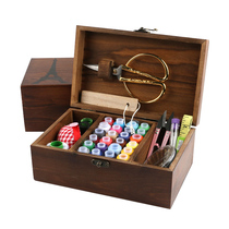 Solid wood needlework box Household needlework storage tools High-grade wedding dowry sewing supplies Portable needlework bag set