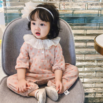  Korean net celebrity female baby princess harem spring and autumn suit full moon newborn baby one-piece clothes long sleeves