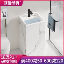 Wei blue classic rock plate column washbasin vertical column basin outdoor wash basin integrated floor-standing sink customization