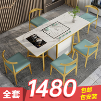 Rock board tea table and chair combination simple modern coffee table office tea table tea set set one kung fu coffee table tea table