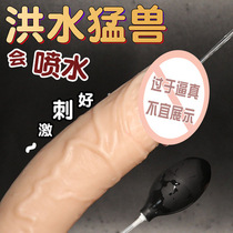 Female with fake masculincan with insertable water spray Penis Underwear Private vaginal meat lob black oversized yellow cr
