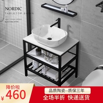 Nordic balcony washbasin Floor-to-ceiling ceramic washbasin Bathroom bracket washbasin Small apartment washbasin
