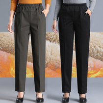 Lamb mother pants pants autumn and winter loose velvet outer wear grandma pants middle-aged and elderly large size womens trousers