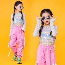 Net red show tide dress girl model catwalk fashion children jazz dance costume sequins dance show suit summer