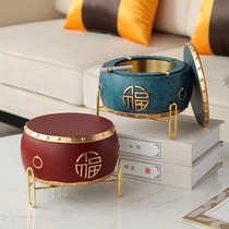 New Chinese office ornaments personalized creative storage ashtray trend coffee table ashtray decoration with cover anti-fly ash