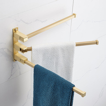 Punch-free light luxury rotating brass drawing towel bar toilet towel rack wall hanging towel rack bathroom