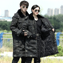 Long dark night camouflage military cotton coat men winter thickened northeast coat cold storage cotton-proof cotton jacket clothing women
