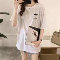 Fat plus middle and long womens loose short-sleeved summer clothes sister plus fat T-shirt fat size new catty womens mm200 top