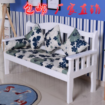 Solid wood bench Outdoor park balcony leisure chair Double sofa Pastoral wooden armrest backrest chair