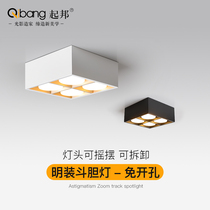 LED surface mounted downlight Four head spot light Minimalist living room without main light lighting living room square double head bold light grille