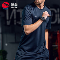 Ji Hua physical training clothing domestic cotton short-sleeved quick-drying T-shirt mens sweat fast-drying clothes round neck sweat summer ventilation