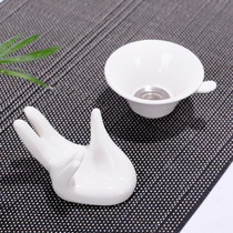 Sanskrit Ceramic Guanyin Tea Leak Kung Fu Tea Accessories Stainless Steel Guanyin Hand Filter Tea Ceremony Zero with Jade Hand