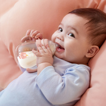 Glass bottle newborn child Baby Baby 0-3-6 month bottle wide mouth straw milk anti-fall explosion-proof silicone