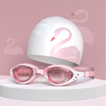  Swimming goggles swimming cap set waterproof and anti-fog high-definition men and women childrens swimming glasses equipment professional diving swimming goggles