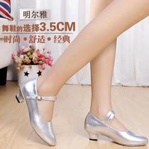 Latin dance shoes Women silver dance shoes Square dance shoes Low heel modern dance shoes Dance shoes soft sole outdoor ballroom dance