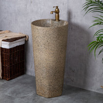 Ceramic outdoor wash basin Single basin One-piece floor-standing household garden column basin Large balcony column basin sink
