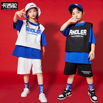 Childrens hip-hop trend clothing suit Summer clothes Boys hip-hop childrens trend brand performance clothes Girls catwalk drum clothes