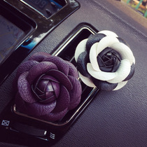 Creative leather Camellia car air conditioning air outlet car clip car ointment car perfume decoration