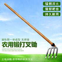 Agricultural iron thickened steel rake nail rake leaves weeding gardening tools garden vegetable cropping soil loosening farm tools grab hook