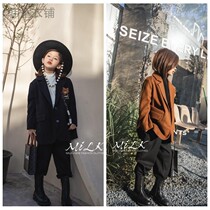  Girls bear coat 2021 autumn new Korean version of boys western style small suit childrens wool coat tide brand