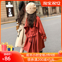 Girls windbreaker 2021 Western style new Korean version of the childs long coat childrens English coat