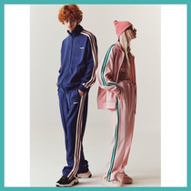 South Korea Boom Nerdy Vertical Striped Macaron Transport Suit Womens Jacket Sports Pants Male Couple New 22 Spring