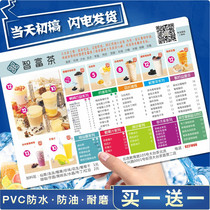 PVC menu design and production custom milk tea shop price list printing Restaurant creative ordering menu display card customization