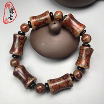 Tibet fidelity weathered three-eyed bamboo day beads Day eye festival high Agate rough loose beads bracelet hand string men and womens models