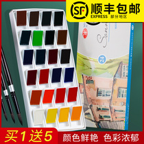 Russian White Night solid watercolor 16-color artist 36-color solid watercolor paint 24-color student watercolor paint Sonette College-level solid watercolor Large block full block with free watercolor paper