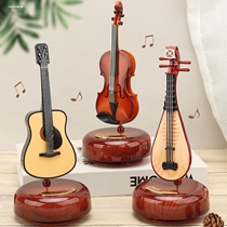 Creative Rotating Music Box Guitar Violin Pipa Living Room Home Wine Cabinet Decoration Ornament Ornament European Crafts