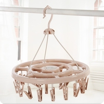 Multi-clip drying clothes socks balcony garden hanger round function household cool hanger adhesive hook disc