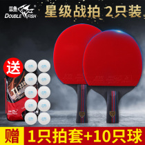 Pisces table tennis racket 2 double beat bag offensive training shot beginner student ping pong racket horizontal Pat
