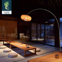 Fishing lamp living room tea room floor lamp Chinese Zen Chinese style mahjong lamp floor type Japanese lamp curved lamp