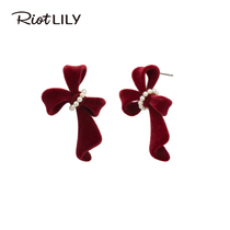 Riotlily Aitlily 925 silver needle earrings bow stud earrings new ins