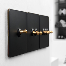 Retro industrial style brass lever switch panel Black old-fashioned minimalist personality hotel B & B metal socket