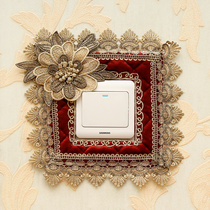 European switch patch cover 86 protective cover fabric lace embroidery three-dimensional socket wall stickers extravagant creative decorative stickers