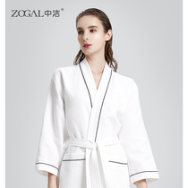 Bathrobe womens long spring and autumn cotton mens bathrobe does not lose hair water absorption quick-drying cotton couples high-end hotel robes