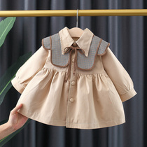 2021 new girls  coats autumn female baby Western princess tops Korean little girl mid-length windbreaker trend
