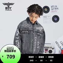 boylondon childrens clothing flagship official website 21 autumn new boys and girls street punk denim coat 8028